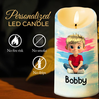 Here Together Or Miles Apart A Grandson Like You - Personalized Custom LED Candle - KID317_LECA