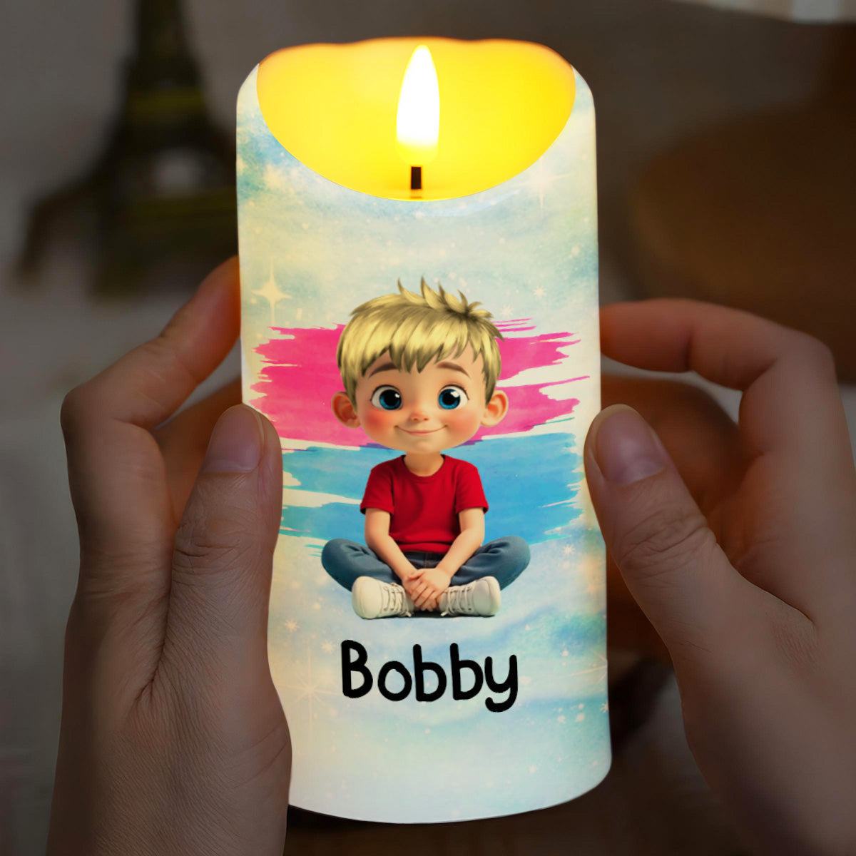 Here Together Or Miles Apart A Grandson Like You - Personalized Custom LED Candle - KID317_LECA