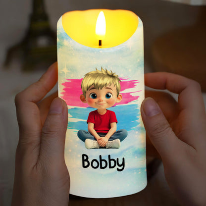 Here Together Or Miles Apart A Grandson Like You - Personalized Custom LED Candle - KID317_LECA