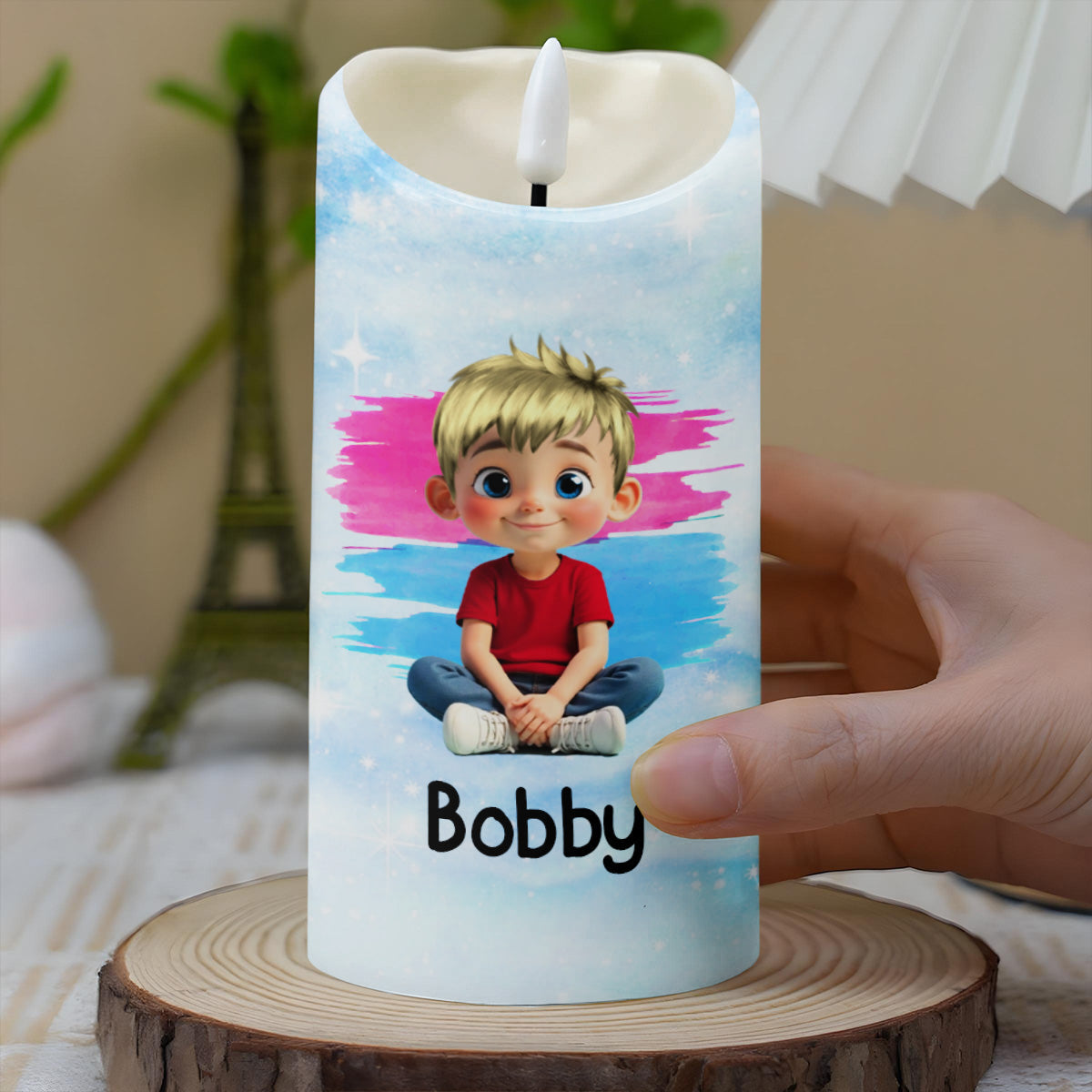 Here Together Or Miles Apart A Grandson Like You - Personalized Custom LED Candle - KID317_LECA
