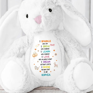 I Sparkle With Joy, Hearts And Balloons Stuffed Bunny - Personalized Stuffed Bunny - KID325_BUN