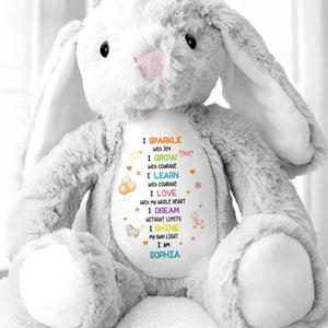 I Sparkle With Joy, Hearts And Balloons Stuffed Bunny - Personalized Stuffed Bunny - KID325_BUN