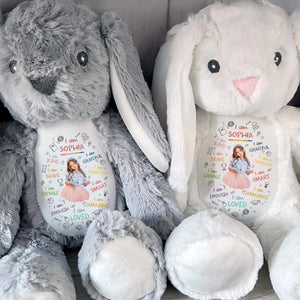 I Am Kind, I Am Brave, Heart And Affirmations Design - Personalized Stuffed Bunny - KID336_BUN