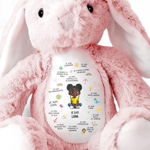 Je Suis Confiante Affirmations For Little Girl With Rainbow And Sun - Personalized Stuffed Bunny - KID407_BUN