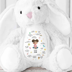 Je Suis Confiante Affirmations For Little Girl With Rainbow And Sun - Personalized Stuffed Bunny - KID407_BUN