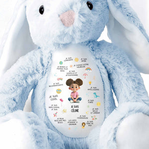 Je Suis Confiante Affirmations For Little Girl With Rainbow And Sun - Personalized Stuffed Bunny - KID407_BUN