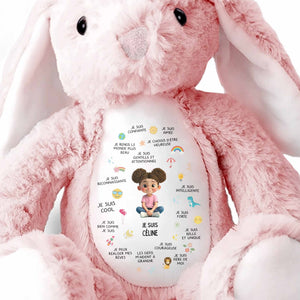 Je Suis Confiante Affirmations For Little Girl With Rainbow And Sun - Personalized Stuffed Bunny - KID407_BUN
