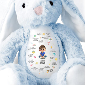 Je Suis Confiante Affirmations For Little Girl With Rainbow And Sun - Personalized Stuffed Bunny - KID407_BUN