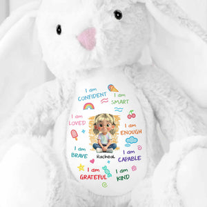 I Am Confident, I Am Smart, Loved Bunny Design - Personalized Stuffed Bunny - KID466_BUN