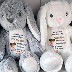 To My Wonderful Granddaughter, Bunny With Flowers And Hearts - Personalized Stuffed Bunny - KID479_BUN
