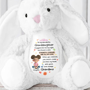 To My Wonderful Granddaughter, Bunny With Flowers And Hearts - Personalized Stuffed Bunny - KID479_BUN