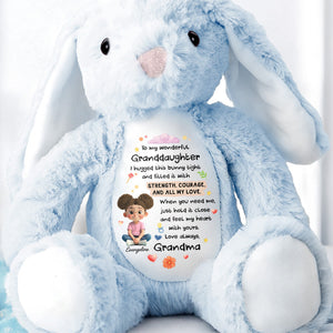 To My Wonderful Granddaughter, Bunny With Flowers And Hearts - Personalized Stuffed Bunny - KID479_BUN