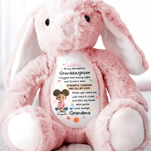 To My Wonderful Granddaughter, Bunny With Flowers And Hearts - Personalized Stuffed Bunny - KID479_BUN