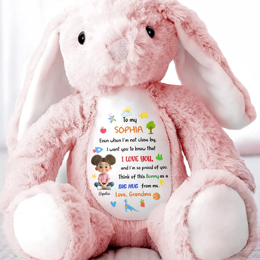 To My Sophia, Love And Pride Bunny With Hearts And Stars - Personalized Stuffed Bunny - KID480_BUN