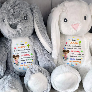To My Sophia, Love And Pride Bunny With Hearts And Stars - Personalized Stuffed Bunny - KID480_BUN