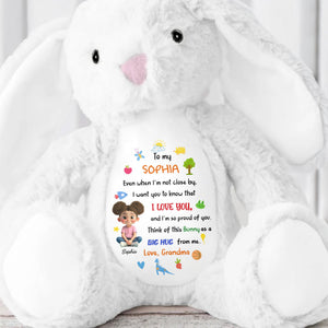 To My Sophia, Love And Pride Bunny With Hearts And Stars - Personalized Stuffed Bunny - KID480_BUN