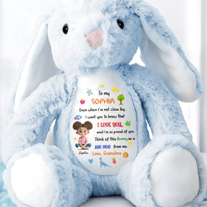 To My Sophia, Love And Pride Bunny With Hearts And Stars - Personalized Stuffed Bunny - KID480_BUN