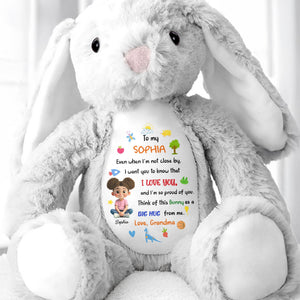 To My Sophia, Love And Pride Bunny With Hearts And Stars - Personalized Stuffed Bunny - KID480_BUN