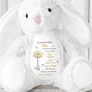 To My Beautiful Niece With Arms, Ears And Heart - Personalized Stuffed Bunny - KID501_BUN