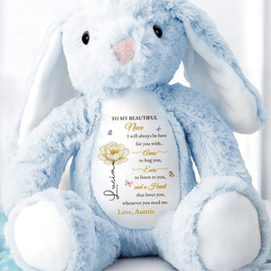 To My Beautiful Niece With Arms, Ears And Heart - Personalized Stuffed Bunny - KID501_BUN