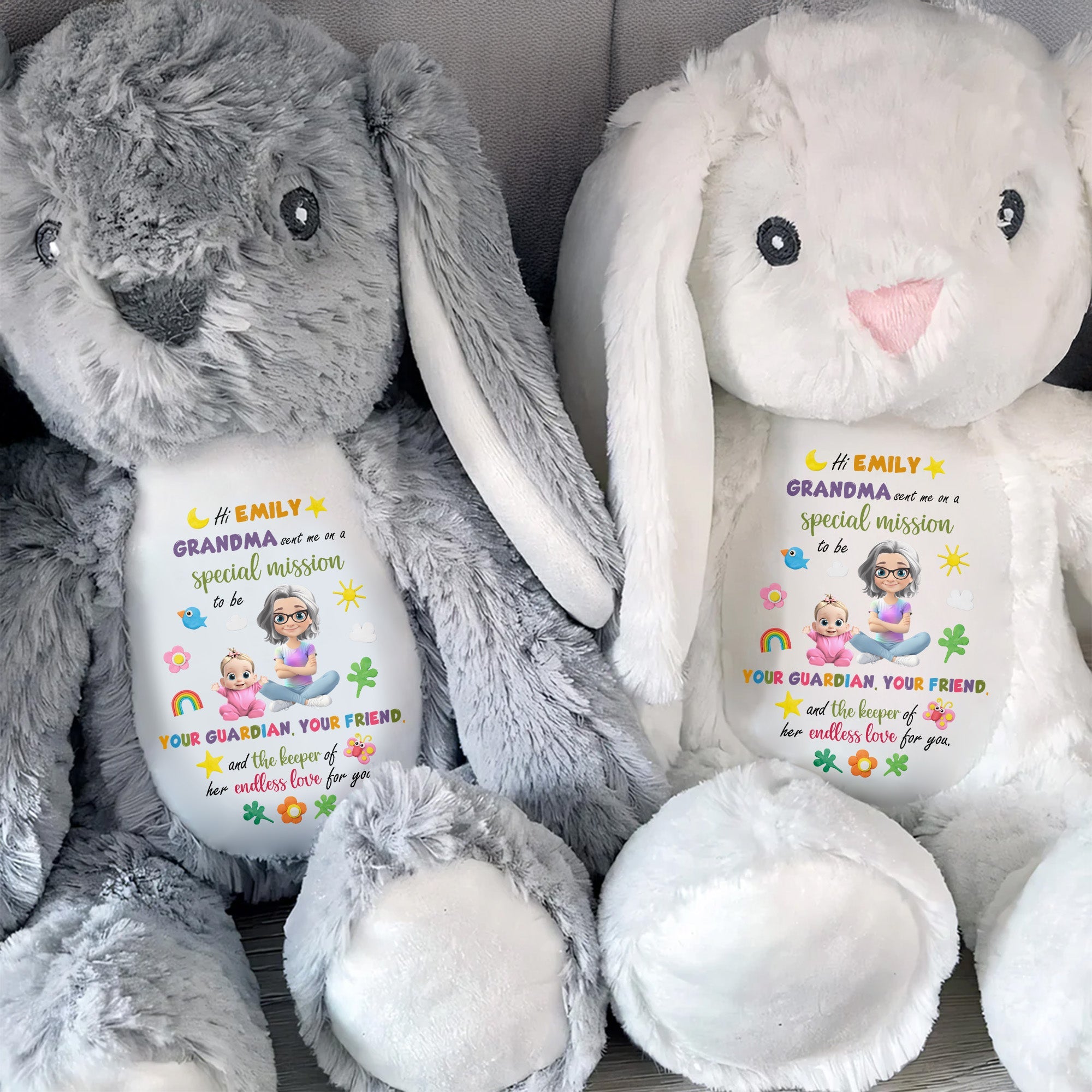 Special Mission To Be Your Guardian And Friend - Personalized Stuffed Bunny - KID505_BUN