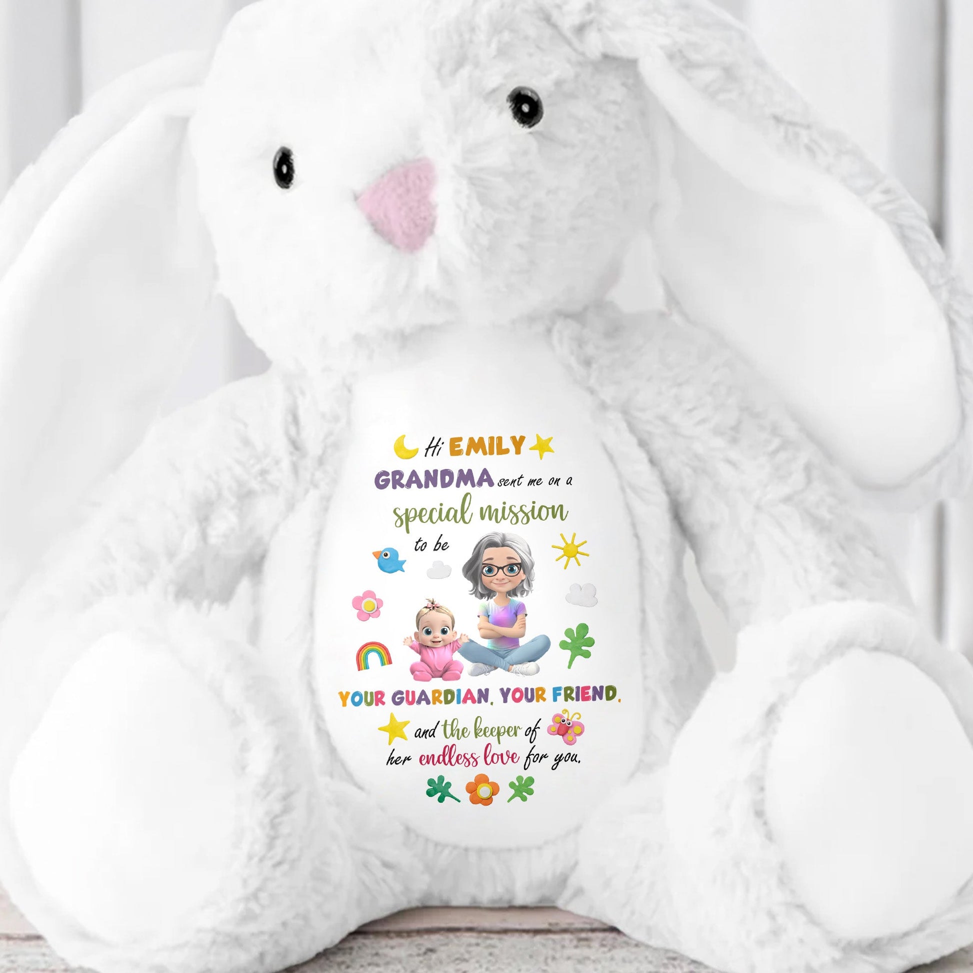 Special Mission To Be Your Guardian And Friend - Personalized Stuffed Bunny - KID505_BUN