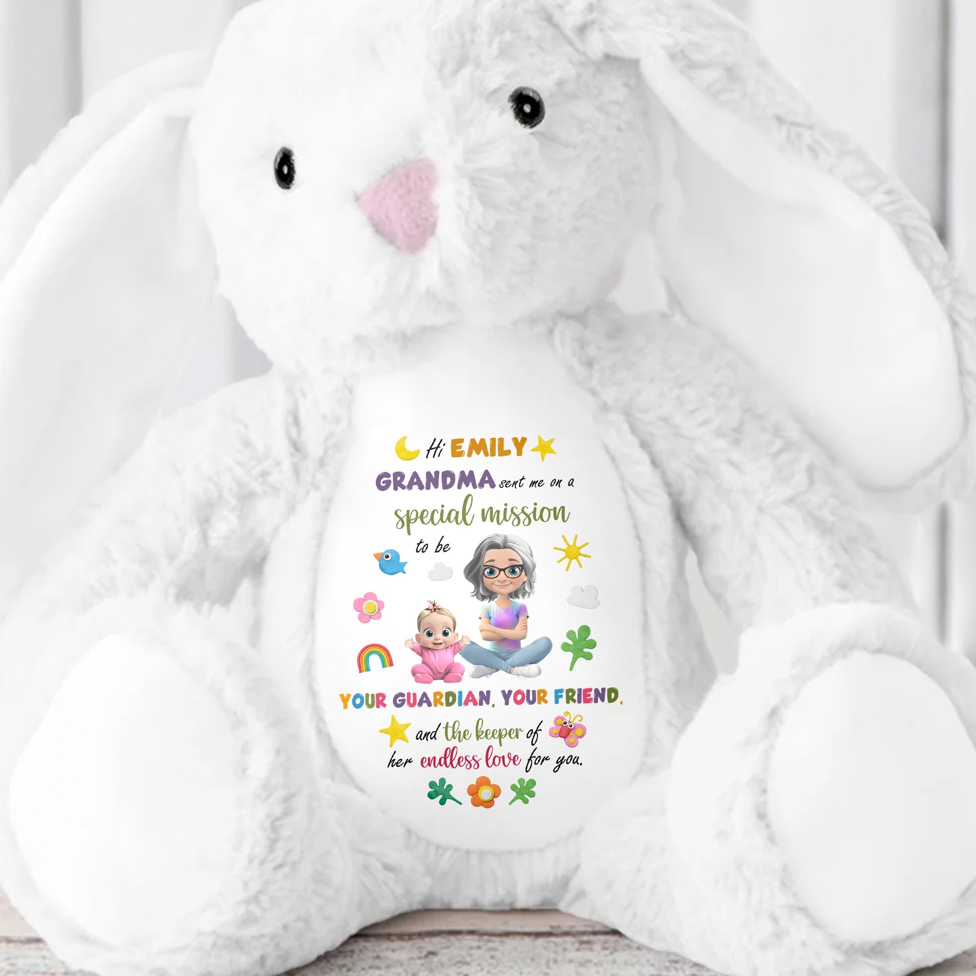 Special Mission To Be Your Guardian And Friend - Personalized Stuffed Bunny - KID505_BUN