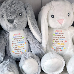 Auntie Chose Me Specifically, Hearts And Stars - Personalized Stuffed Bunny - KID506_BUN