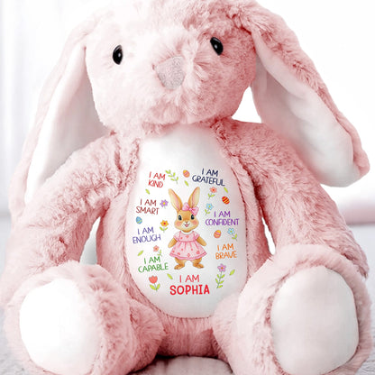 I Am Kind Smart Enough Capable Brave Bunny With Flowers - Personalized Stuffed Bunny - KID536_BUN