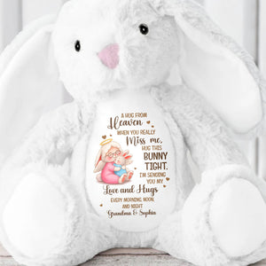 A Hug From Heaven Memorial Angel Bunny With Hearts - Personalized Stuffed Bunny - KID539_BUN