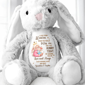A Hug From Heaven Memorial Angel Bunny With Hearts - Personalized Stuffed Bunny - KID539_BUN