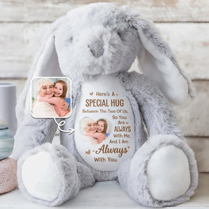 Special Hug Between The Two Of Us Custom Photo Bunny - Personalized Stuffed Bunny - KID547_BUN