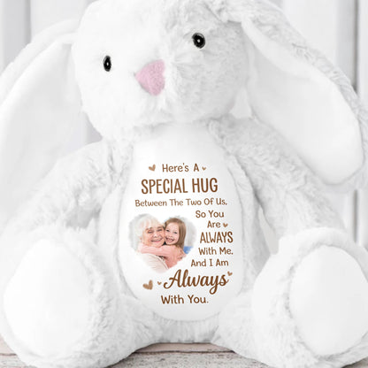 Special Hug Between The Two Of Us Custom Photo Bunny - Personalized Stuffed Bunny - KID547_BUN