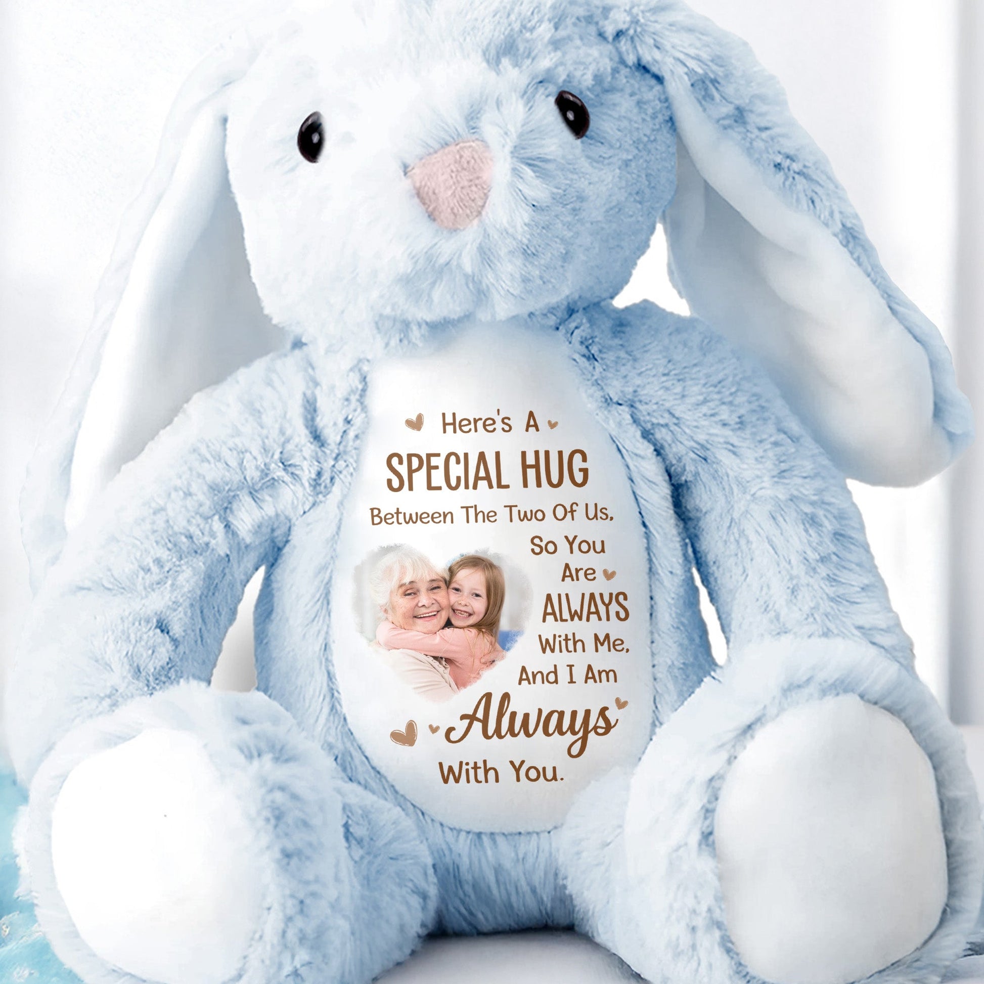 Special Hug Between The Two Of Us Custom Photo Bunny - Personalized Stuffed Bunny - KID547_BUN