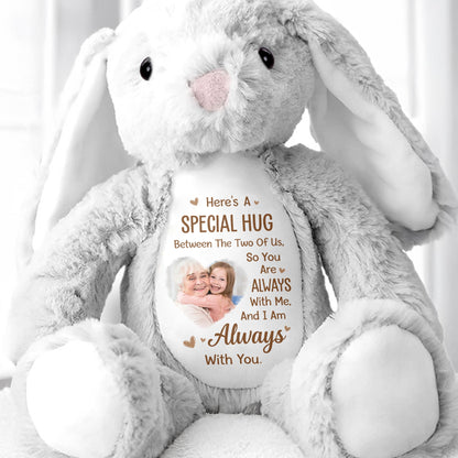 Special Hug Between The Two Of Us Custom Photo Bunny - Personalized Stuffed Bunny - KID547_BUN