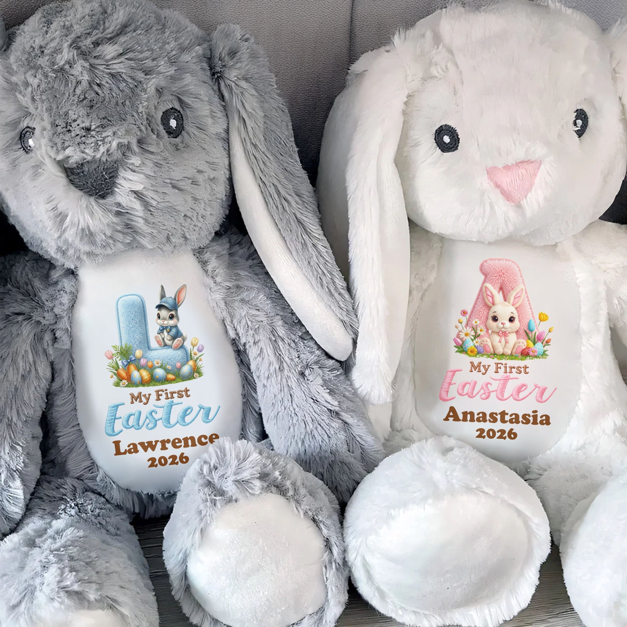 My First Easter Personalized Plush With Bunny And Easter Eggs - Personalized Stuffed Bunny - KID596_BUN