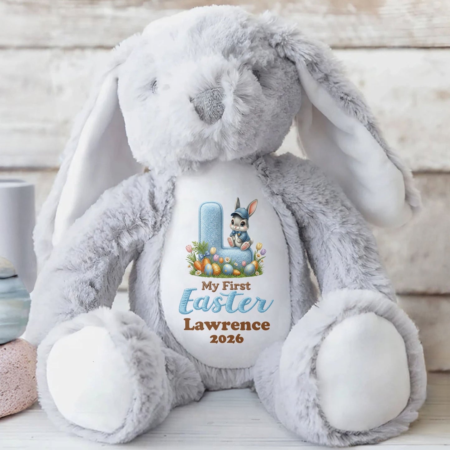 My First Easter Personalized Plush With Bunny And Easter Eggs - Personalized Stuffed Bunny - KID596_BUN