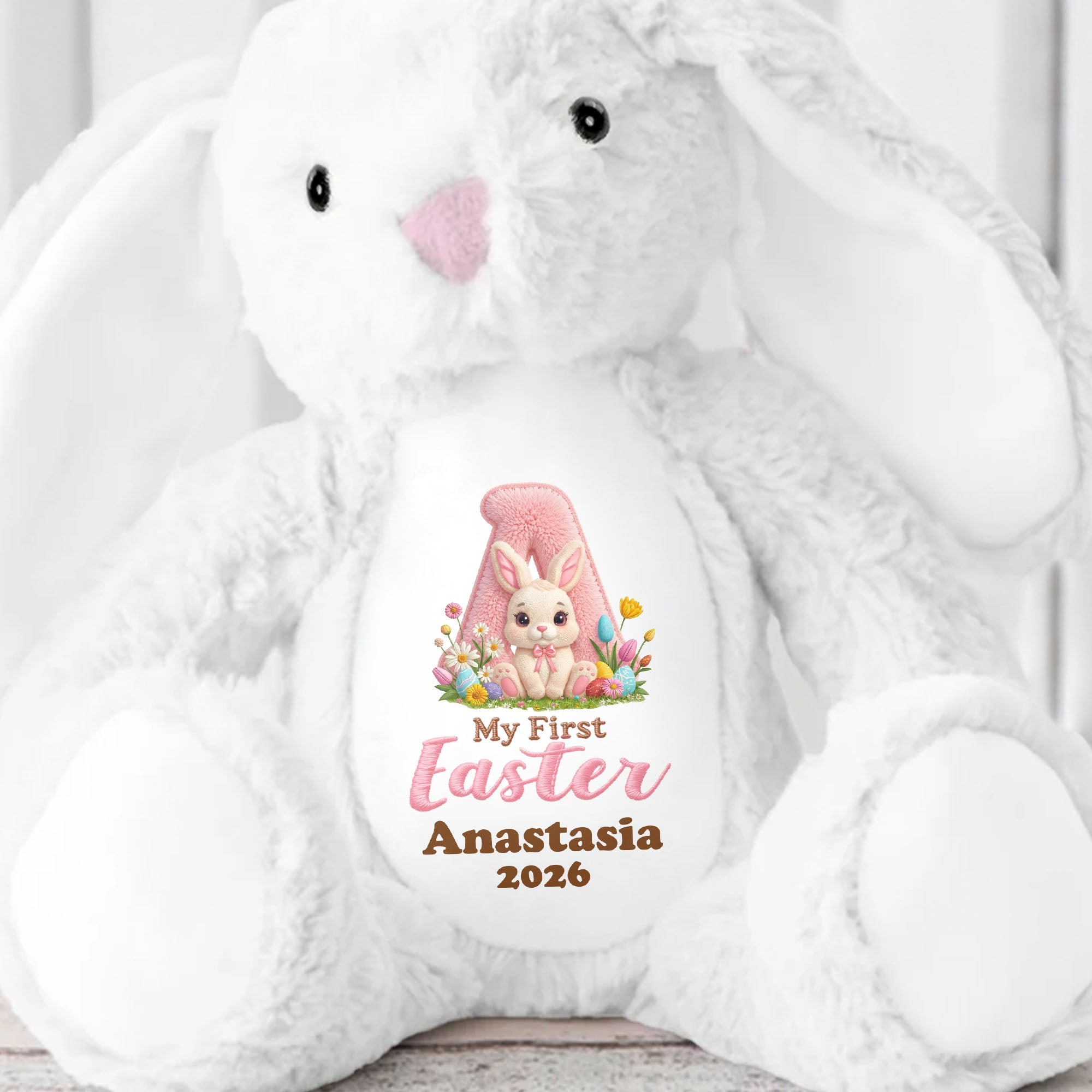 My First Easter Personalized Plush With Bunny And Easter Eggs - Personalized Stuffed Bunny - KID596_BUN