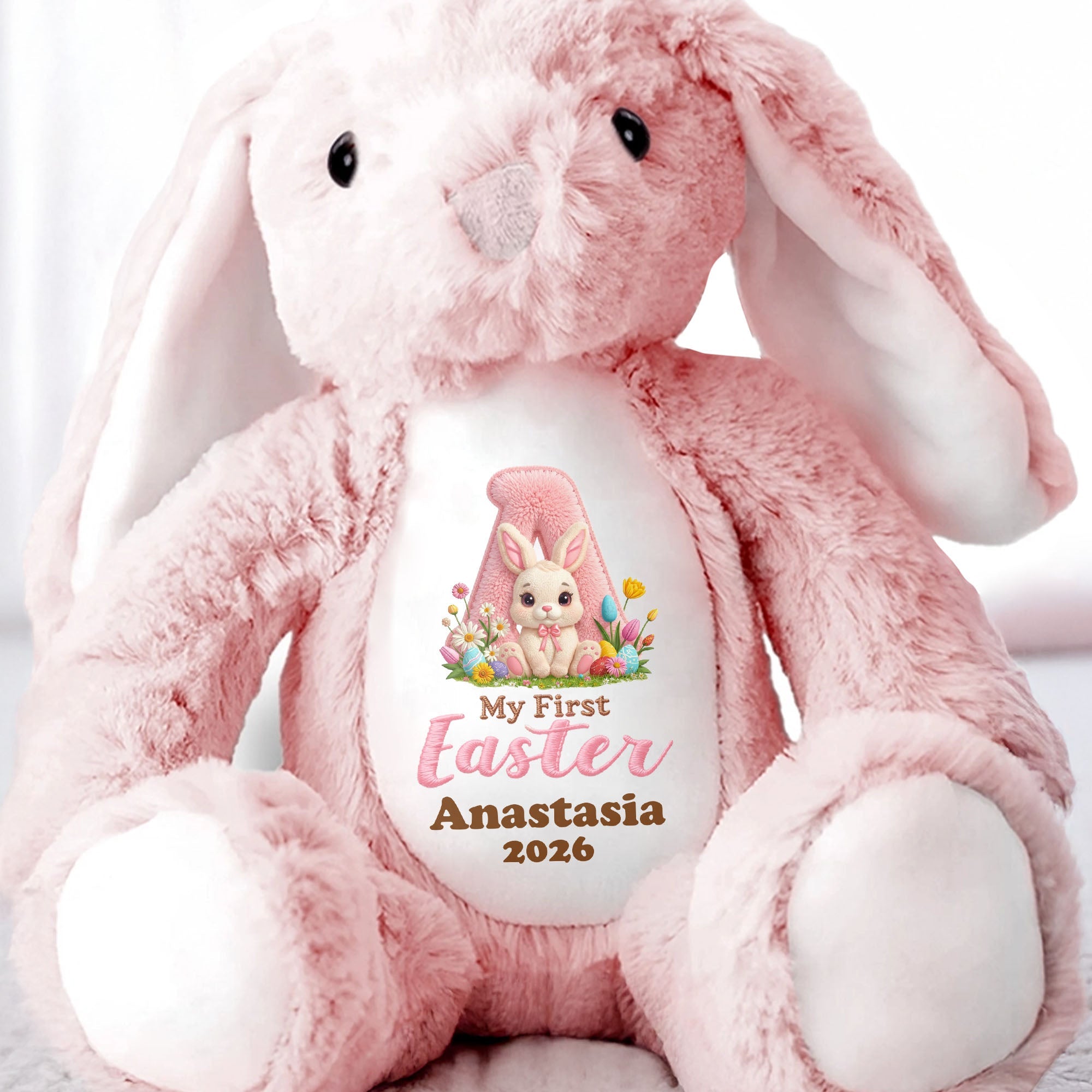 My First Easter Personalized Plush With Bunny And Easter Eggs - Personalized Stuffed Bunny - KID596_BUN