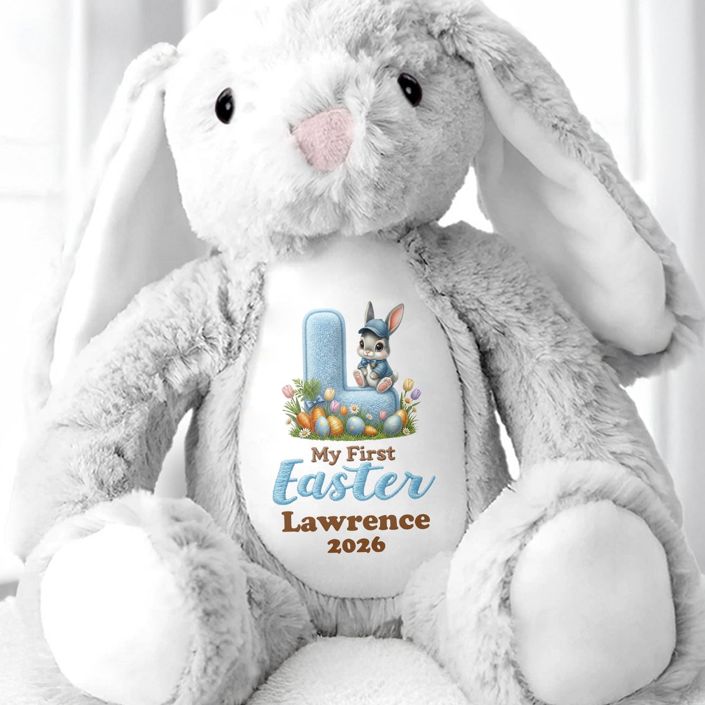 My First Easter Personalized Plush With Bunny And Easter Eggs - Personalized Stuffed Bunny - KID596_BUN