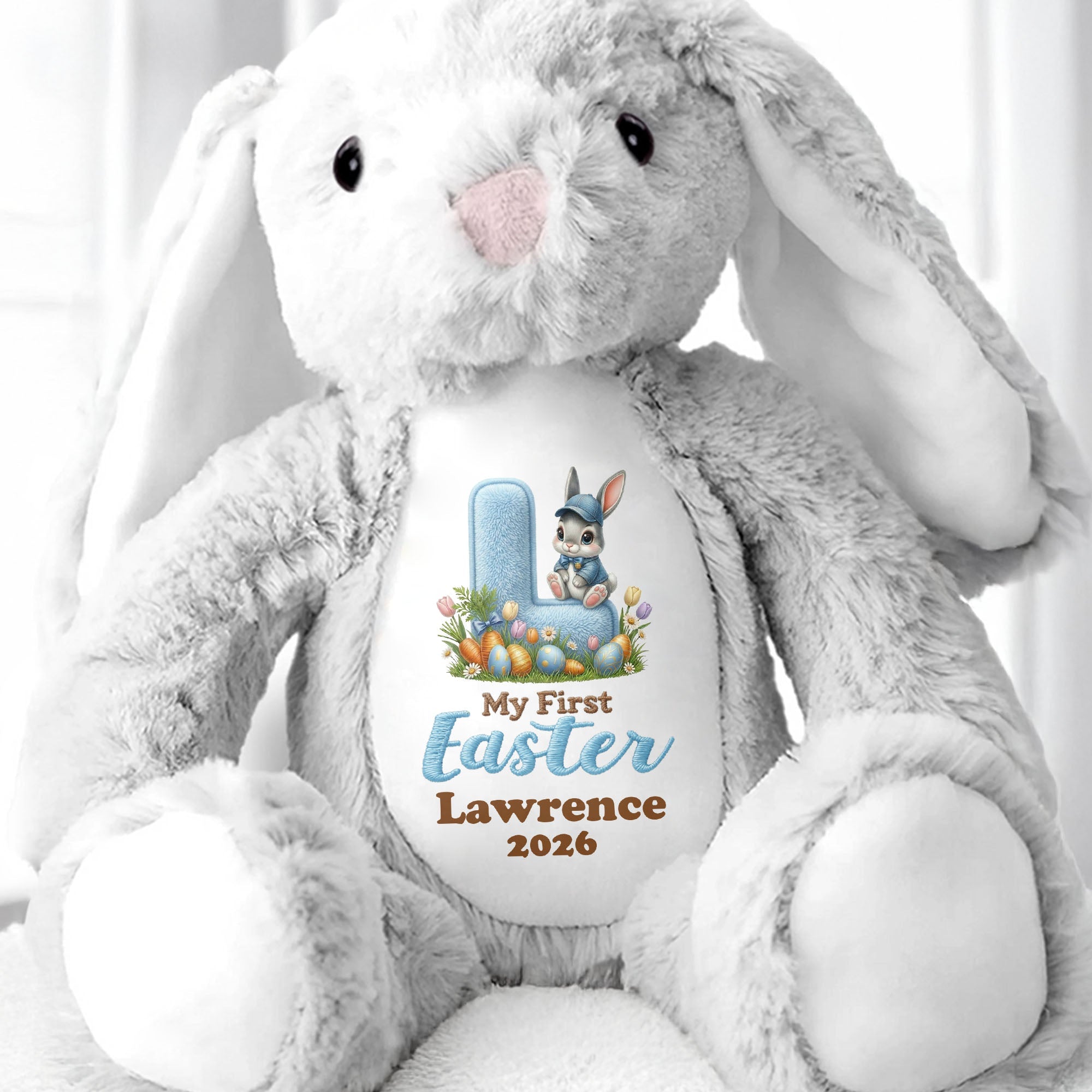 My First Easter Personalized Plush With Bunny And Easter Eggs - Personalized Stuffed Bunny - KID596_BUN