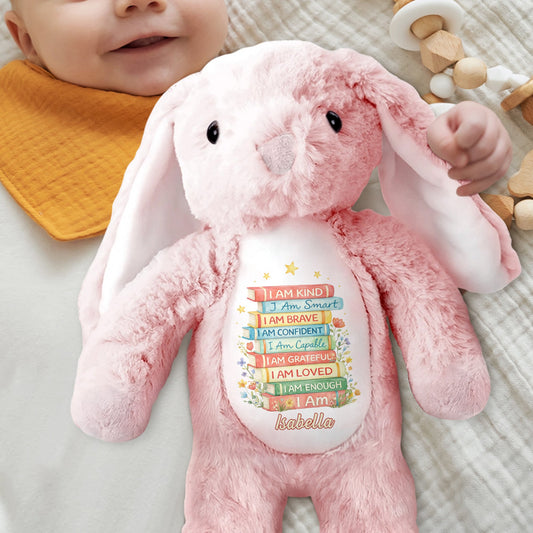 I Am Kind Smart Brave Confident Affirmations Books - Personalized Stuffed Bunny - KID608_BUN