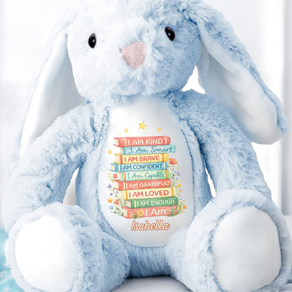 I Am Kind Smart Brave Confident Affirmations Books - Personalized Stuffed Bunny - KID608_BUN