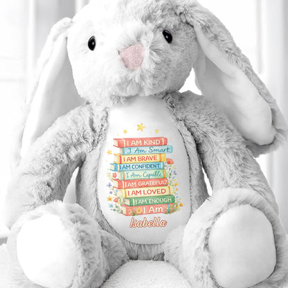 I Am Kind Smart Brave Confident Affirmations Books - Personalized Stuffed Bunny - KID608_BUN