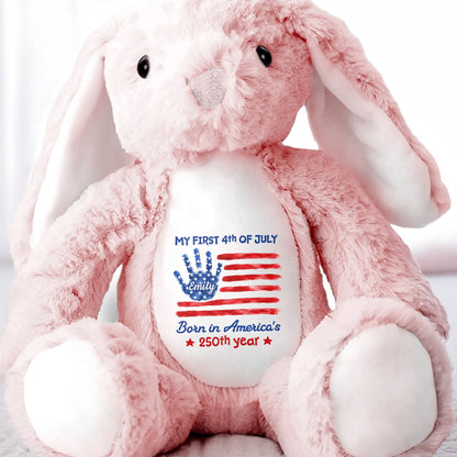 My First 4th Of July Born In America's 250th Year Handprint Flag - Personalized Stuffed Bunny - KID732_BUN