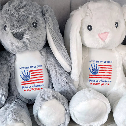My First 4th Of July Born In America's 250th Year Handprint Flag - Personalized Stuffed Bunny - KID732_BUN