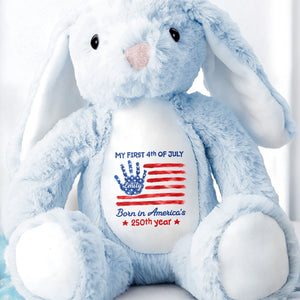 My First 4th Of July Born In America's 250th Year Handprint Flag - Personalized Stuffed Bunny - KID732_BUN