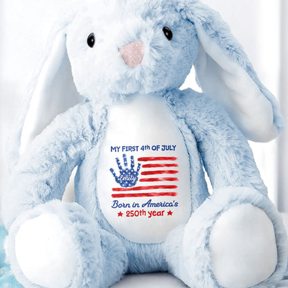 My First 4th Of July Born In America's 250th Year Handprint Flag - Personalized Stuffed Bunny - KID732_BUN
