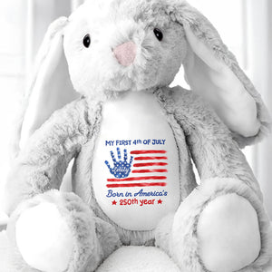 My First 4th Of July Born In America's 250th Year Handprint Flag - Personalized Stuffed Bunny - KID732_BUN