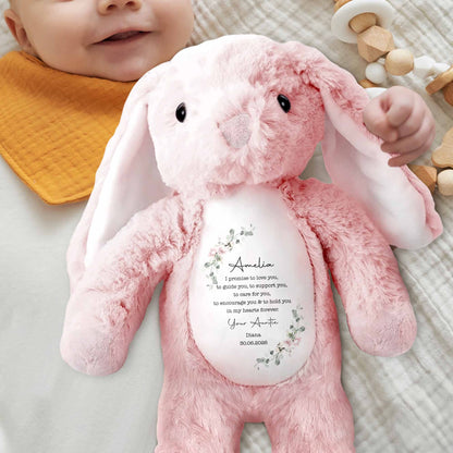 We Promise To Love You Floral Wreath - Personalized Stuffed Bunny - KID767_BUN
